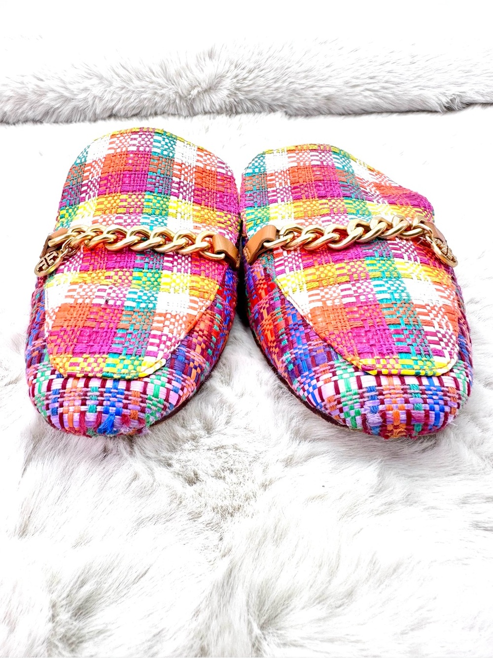 Tory Burch Mini Benton Loafer Slide Mule Flats Multicolor Charm Size 11 - Picture 5 of 11